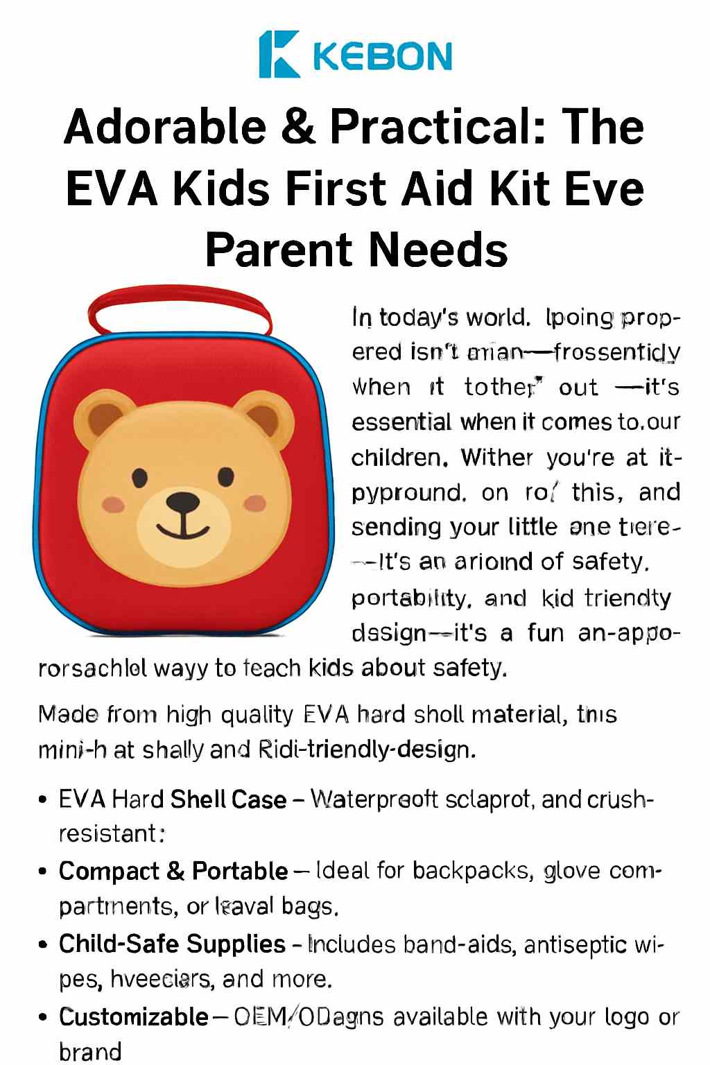 愛らしい＆実用：すべての親が必要とするEVAキッズファーストエイドキット
